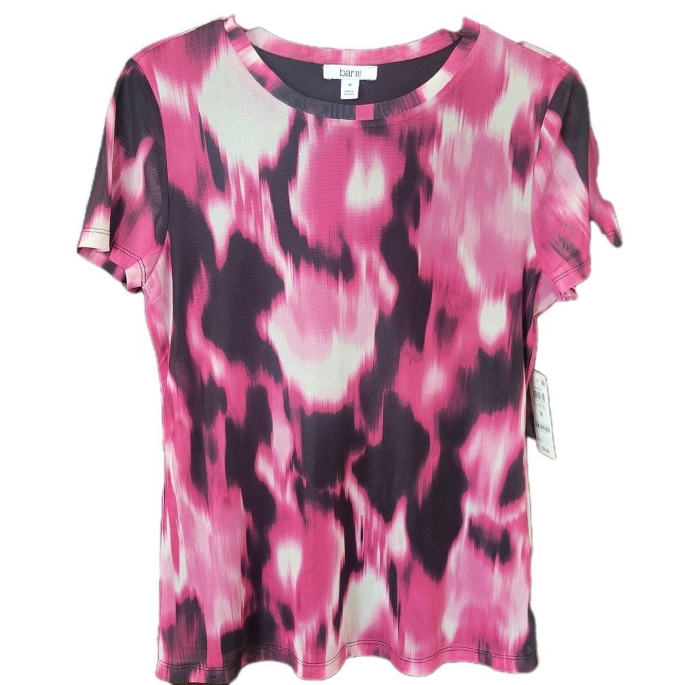 Bar III Women's‎ Medium Abstract Sheer Lined Shirt NWT Casual Professional Light